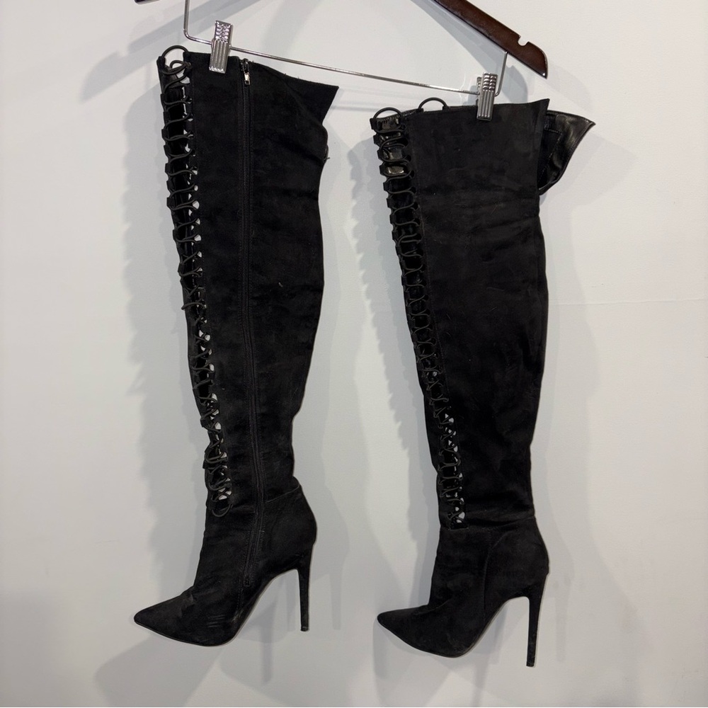 CALL IT SPRING-Black Over-the-Knee Boots
